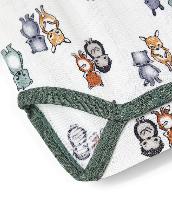 Woll-Langarmbody NBMWANG – WALDTIERE in snow white