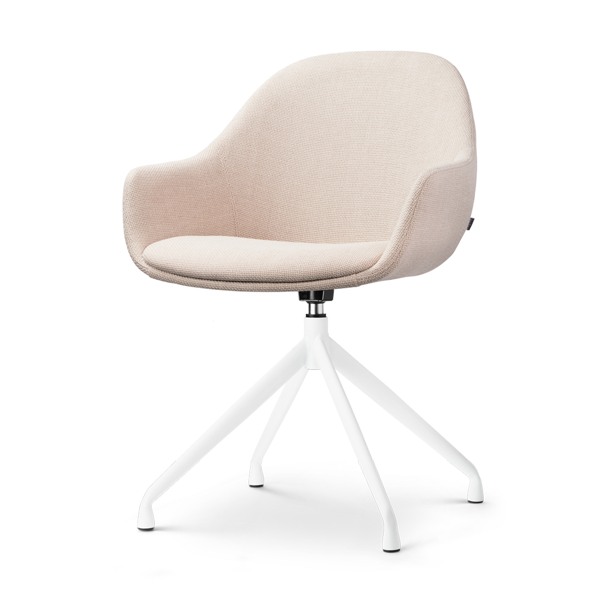 Eetkamerstoel Nola-Mae beige draaibaar - wit onderstel