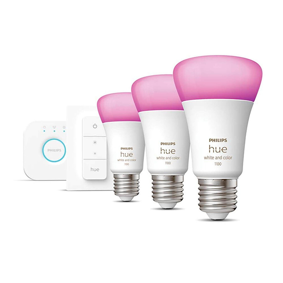 Philips Hue Kit de démarrage - White & Color Ambiance E27 A60 x3 + Interrupteur