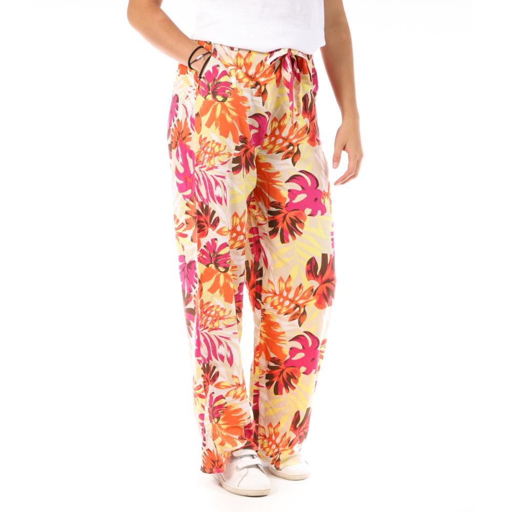 Only Pantalon Orange à fleurs Femme Only Nova Life Palazzo