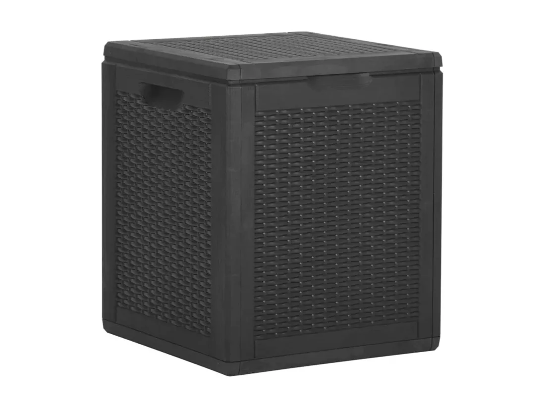 Boîte de rangement de jardin 90 L Noir PP Rotin