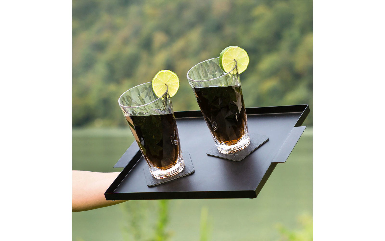 silwy®  Longdrink Magnet-Kunststoffgläser inkl. metallische Gel-Untersetzer 6 Stück Grau (300 ml)