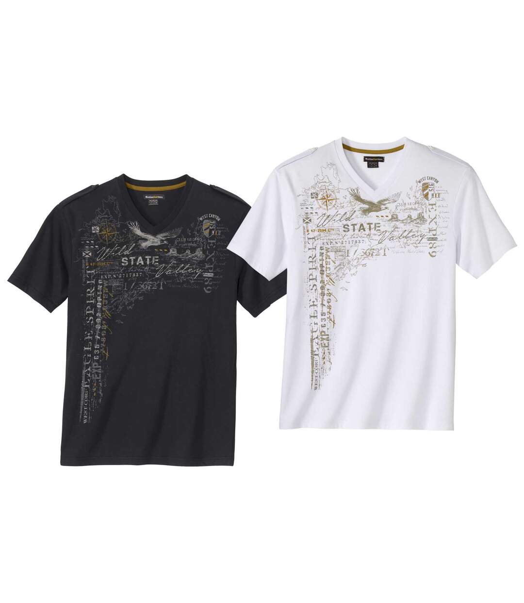 Lot de 2 Tee-Shirts Col V et Epaulettes
