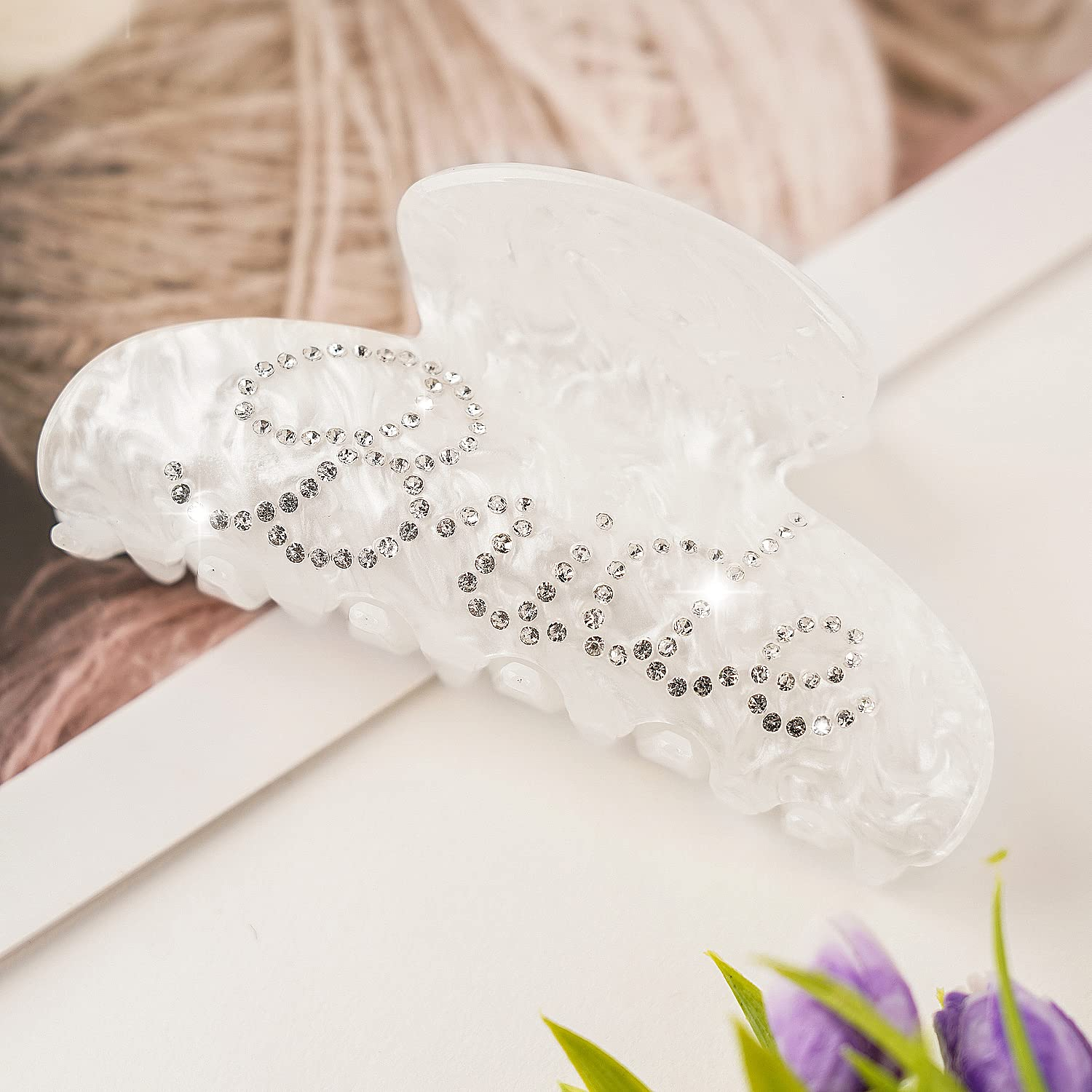 (10cm) Haarspange Bride Klammer Krallen Clip Haarschmuck für Hochzeit / Junggesellinenabschied - Weiss