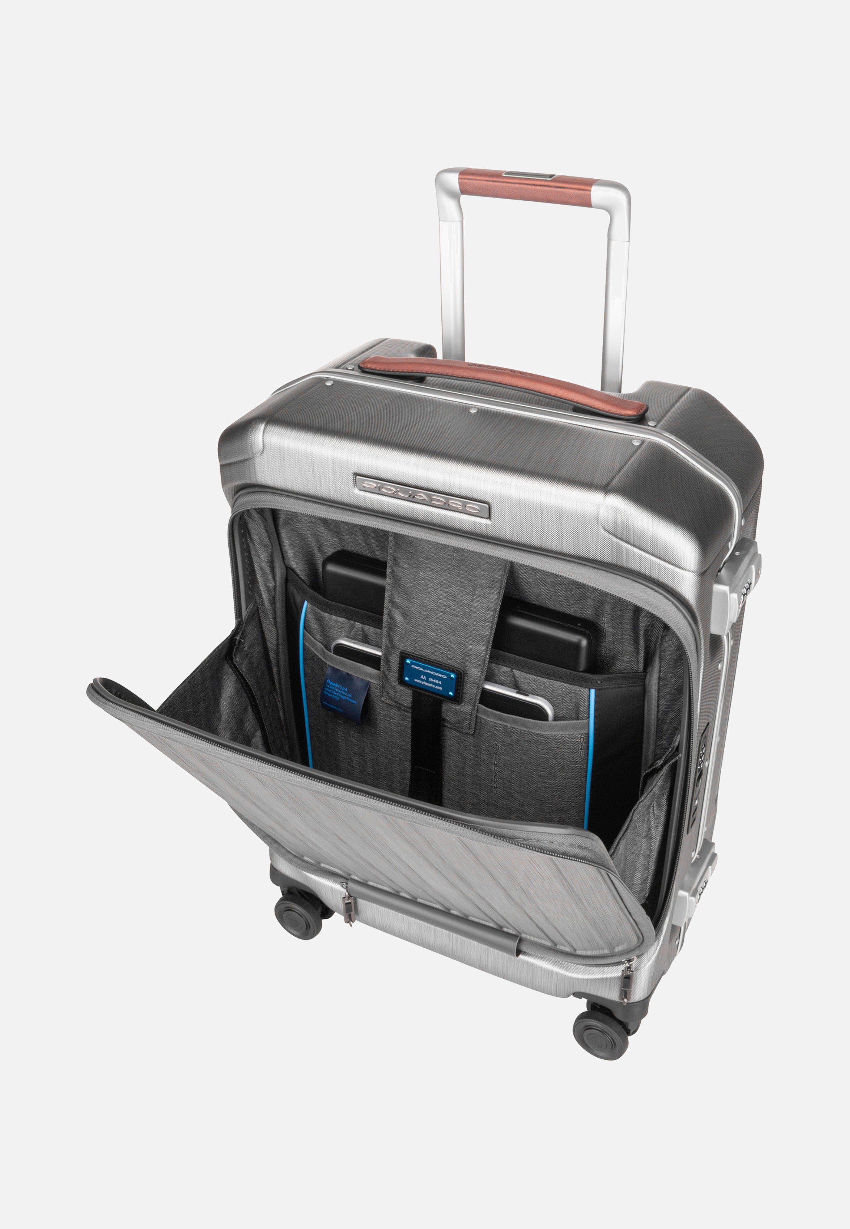 PQ-LM Cabin Spinner 4426 with Front Pocket Nero-Cuoio - Koffer