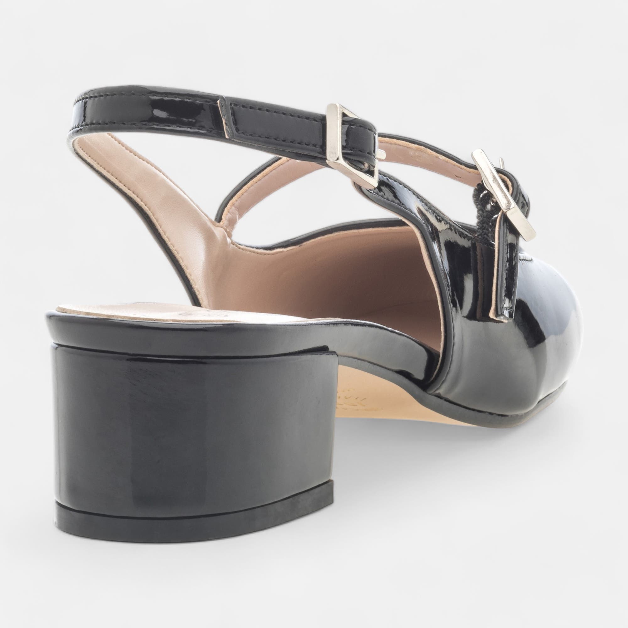 Escarpins avec bride arrière Femme noir vernis