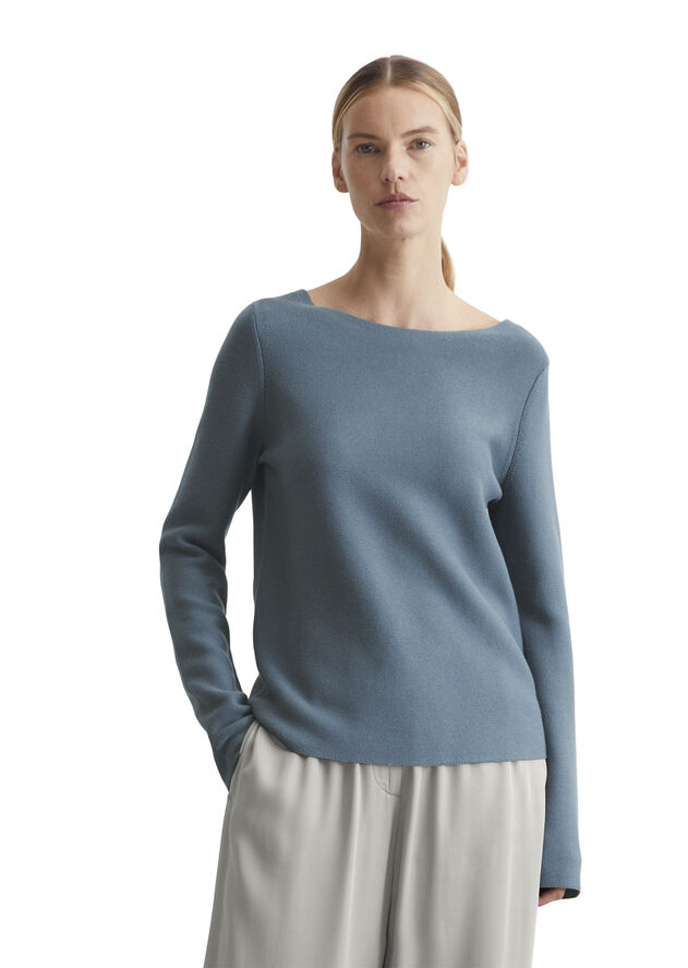 Marc O’Polo Cotton Pullover, longsleeve, roundneck Hazy blue