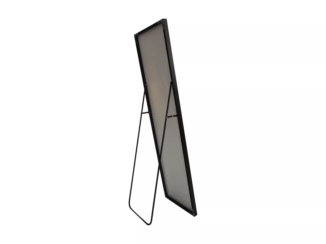 Miroir pleine longueur 165 x 60 cm, sur pied, suspendu ou appuyé, grand miroir de sol avec cadre en alliage d'aluminium noir pour salon ou chambre à coucher, rectangulaire