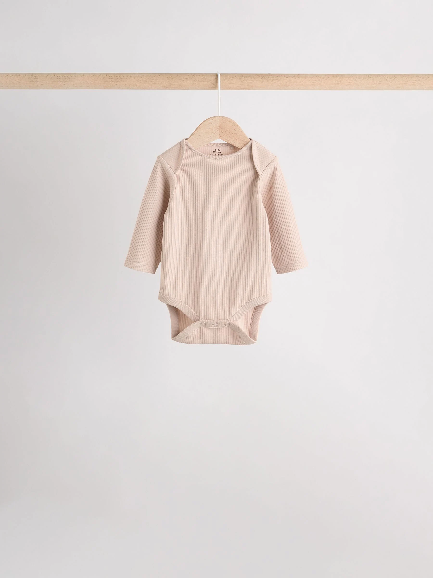 Crème - Set van 5 rompers met lange mouwen