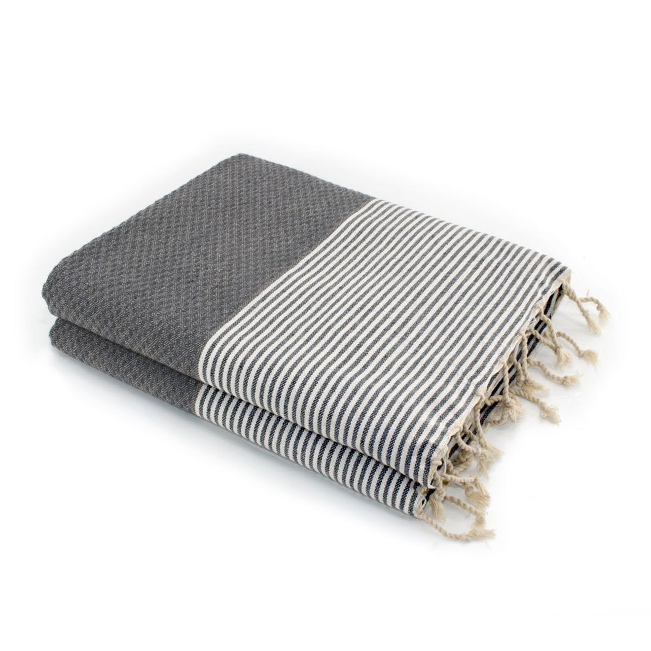 Febronie Fouta Famiglia XXL Nid d'Abeille Ibiza gris moyen -  200x200 cm