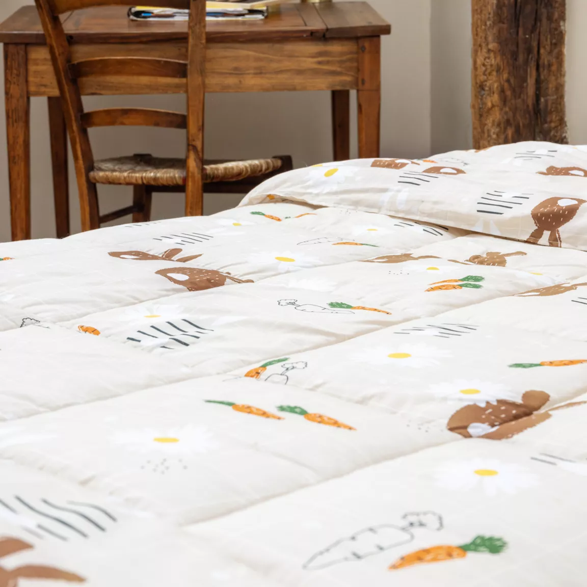 Couette imprimée enfant et sa taie d'oreiller (140 x 200 cm) Pompon Marron