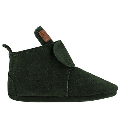 Petit La Busch Leder-Krabbelschuhe - Olive