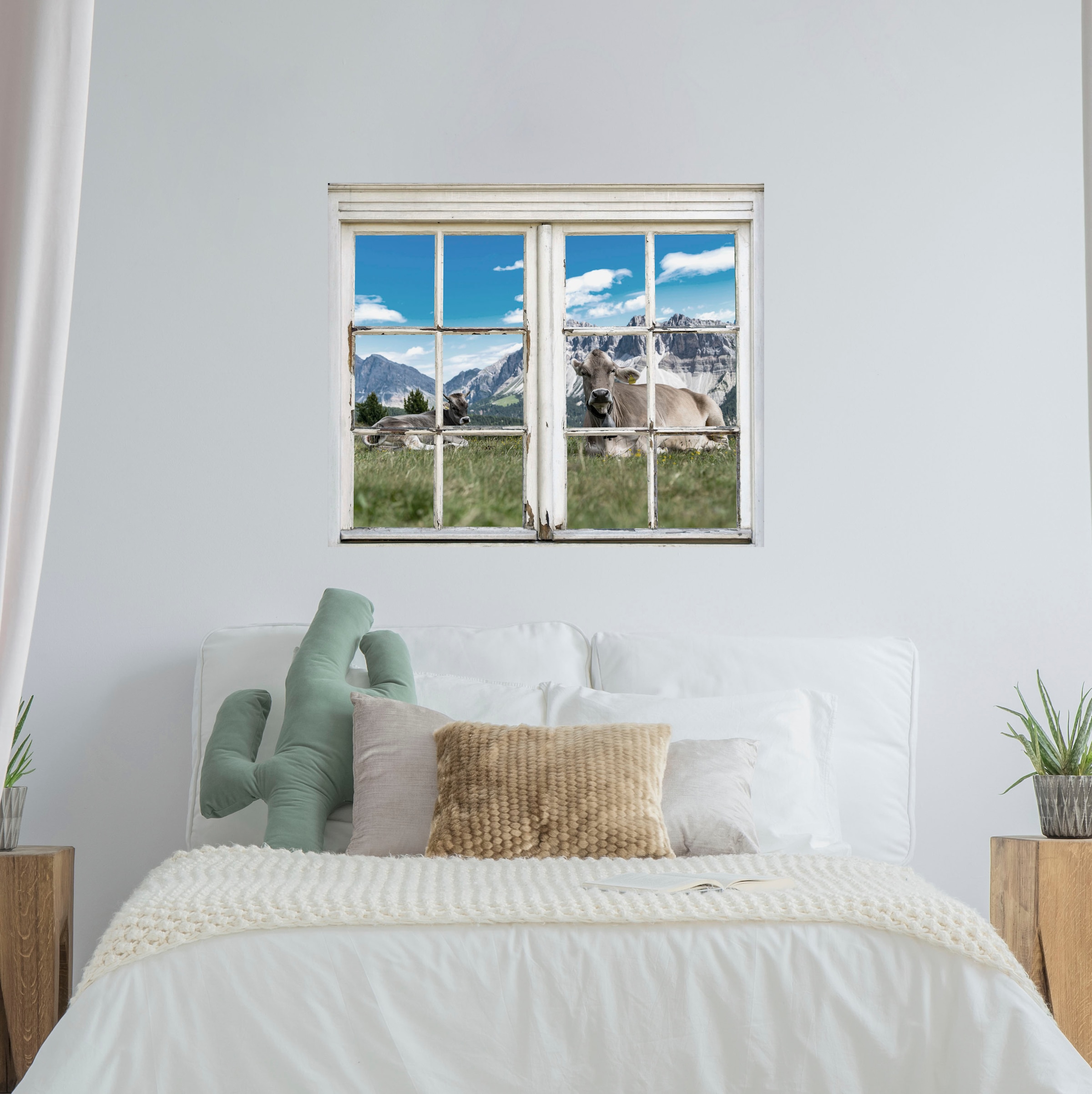 queence Wandsticker »Kühe auf der Alm« Wandsticker, Wandbild, selbstklebend, 3D, Fenster