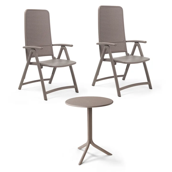 Nardi - Darsena Relax Klappsessel (2x)   Step Tisch, tortora