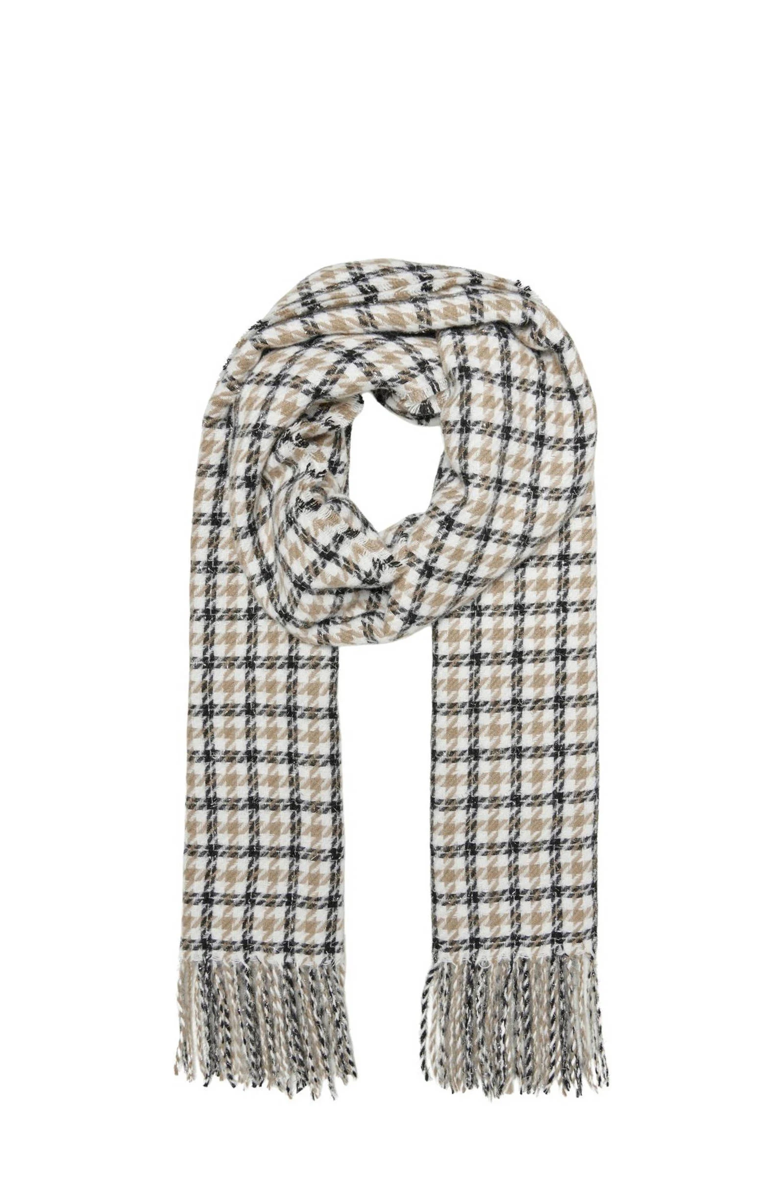 ONLY geruite sjaal met lurex ONLMAGDALENA beige