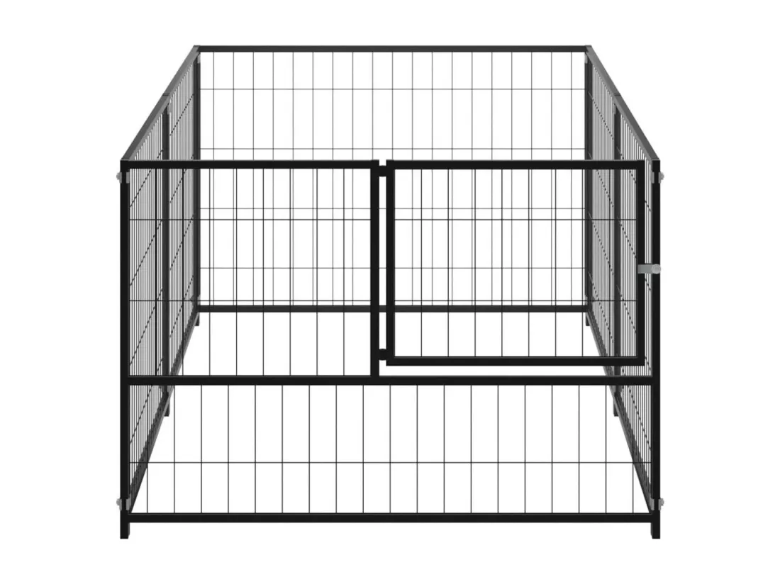 Chenil extérieur cage enclos noire 200 x 100 x 70 cm 02_0000508