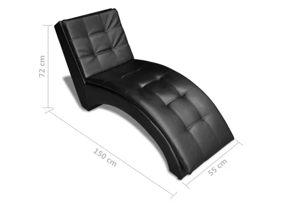 Chaise longue avec oreiller Noir Similicuir