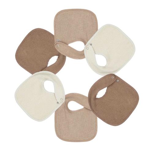 Lot de 6 bavoirs de naissance nid d'abeille - Beige/chocolat - TROIS KILOS SEPT