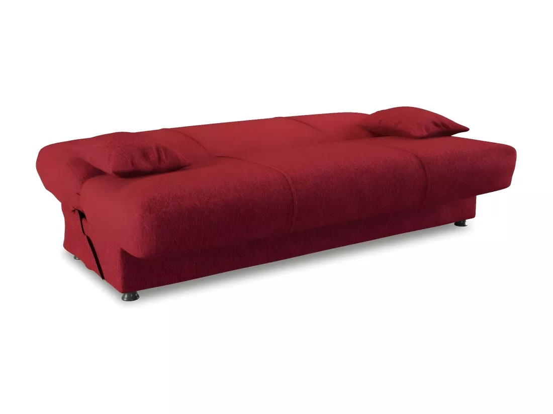 Canapé Alvaro, Canapé conteneur 3 places avec 2 coussins inclus, Canapé de salon en tissu rembourré avec ouverture clic-clac, 180x81h90 cm, Rouge