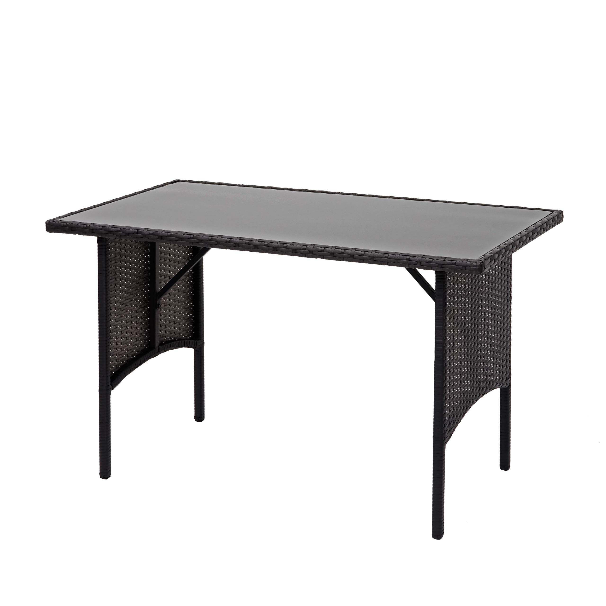 Poly-Rattan Garnitur MCW-G16, Garten-/Lounge-Set Sitzgruppe, Gastronomie 2x2er Sofa Tisch ~ schwarz, Kissen hellgrau
