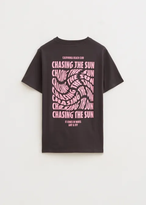 T-shirt met print chasing sun antraciet (ANTRA)