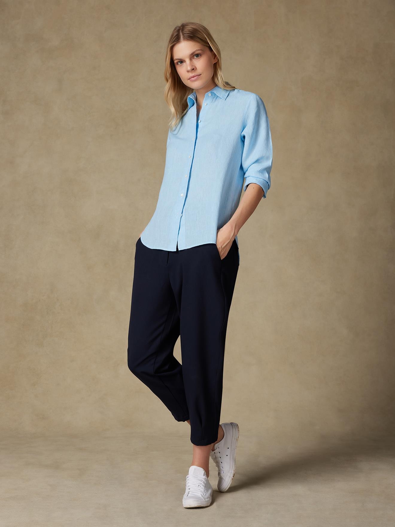 Chemise Albane en lin turquoise