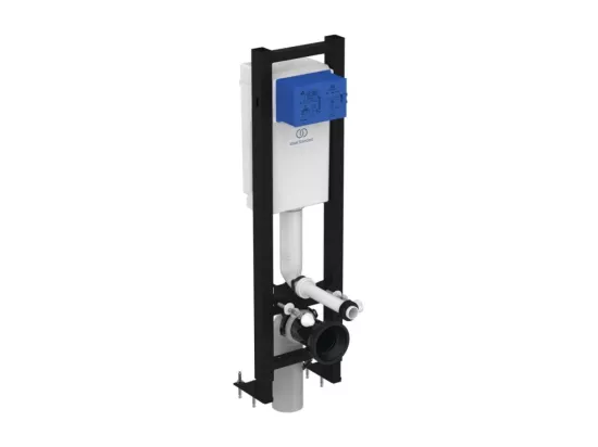 WC suspendu IDEAL STANDARD Tesi Aquablade + abattant et plaque de commande Oleas double blanche + Bâti autoportant Porcher éco