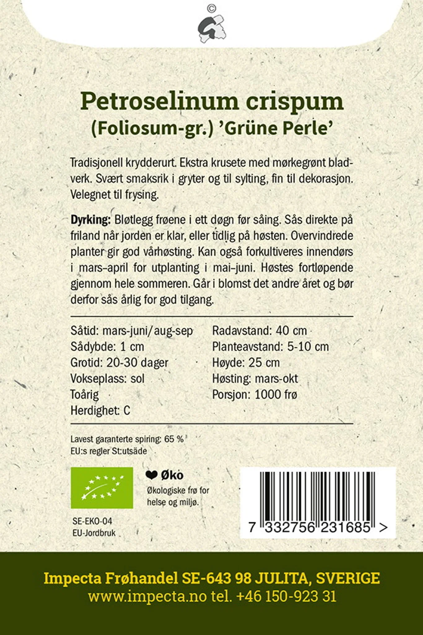 Petroselinum crispum 'Grüne Perle' Kruspersille 'Grüne Perle'