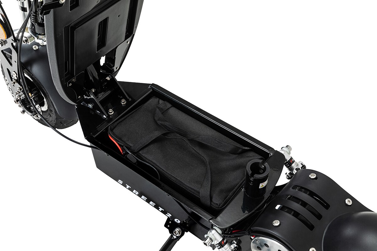 eFlux Street 20 E-Scooter mit Straßenzulassung, 20 km/h, 500 Watt, Elektroroller mit Sitz, klappbar (Schwarz)