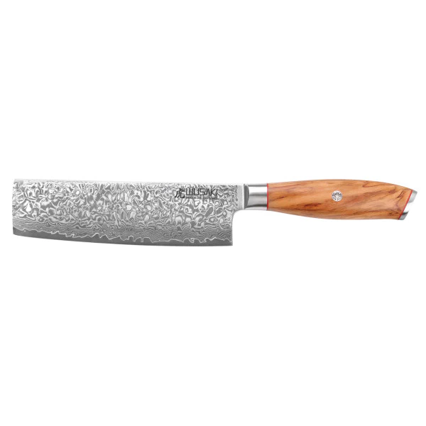 Couteau modèle nakiri Wusaki Fujiko 17cm manche en olivier Wusaki