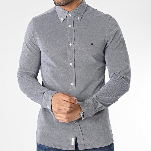 Chemise Manches Longues 1985 Knitted 0675 Bleu Marine Chiné
