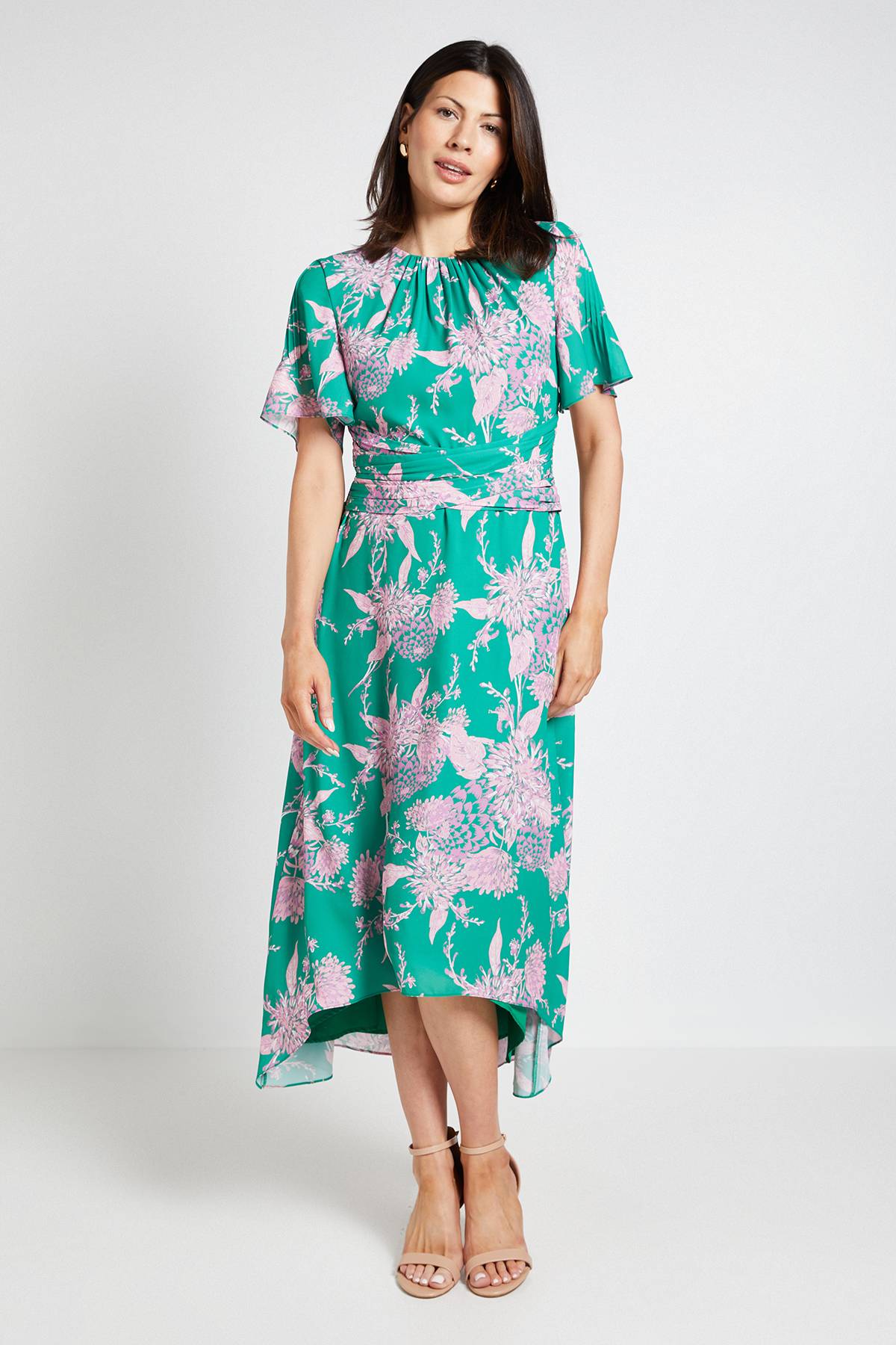 Wallis Robe Midi Florale À Taille Cache-cœur