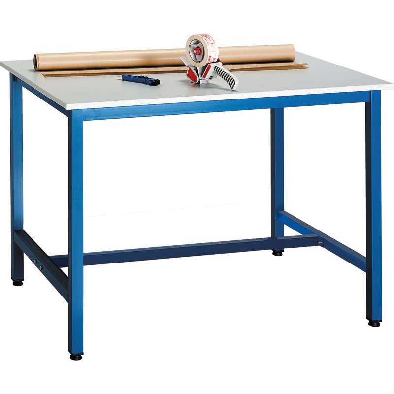 Poste de travail debout L 120 x P 80 cm plateau gris - piétement bleu