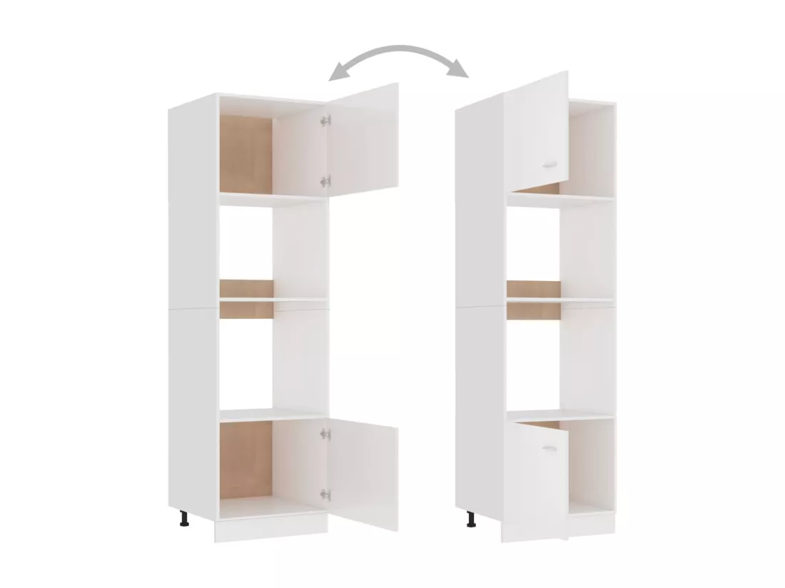 Armoire à micro-ondes Blanc brillant Bois d’ingénierie