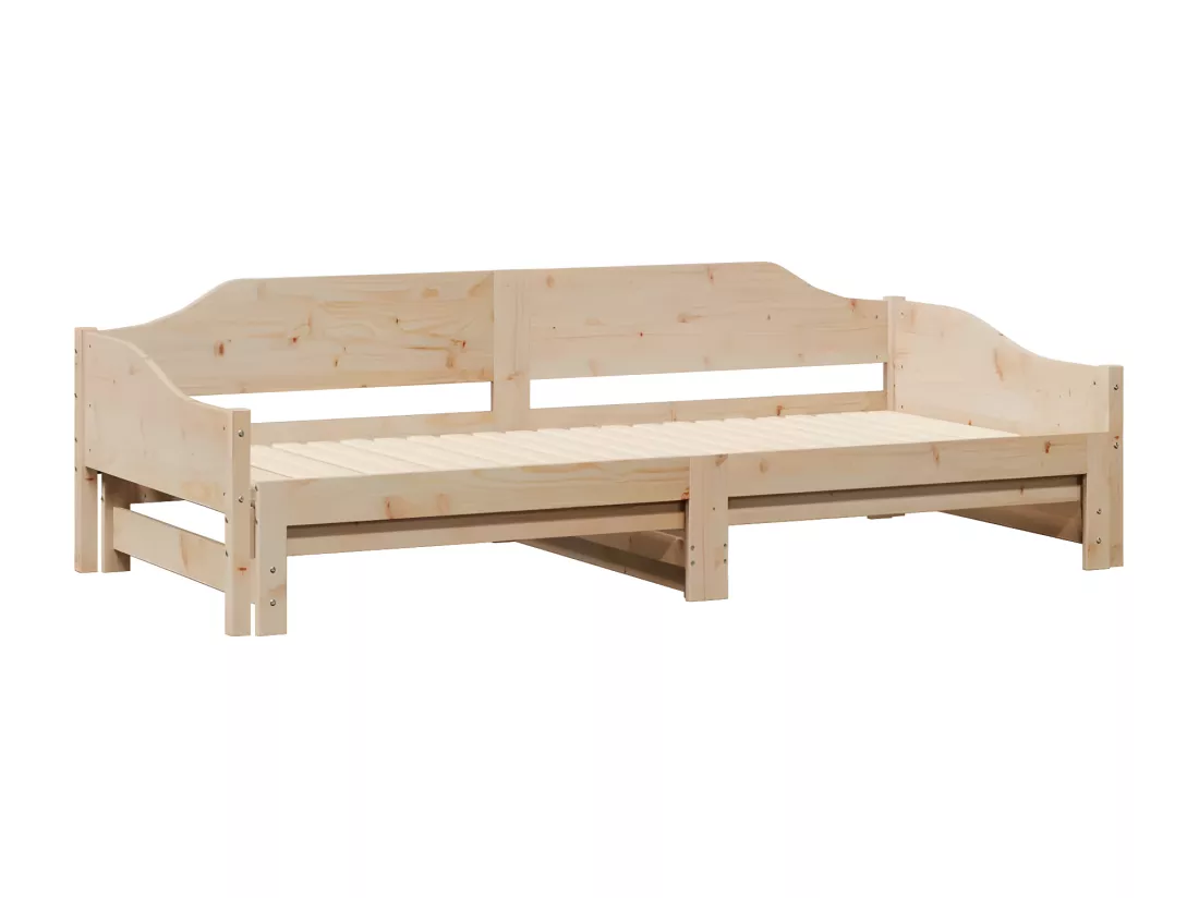 Lit de jour avec lit gigogne 90x190 cm bois de pin massif
