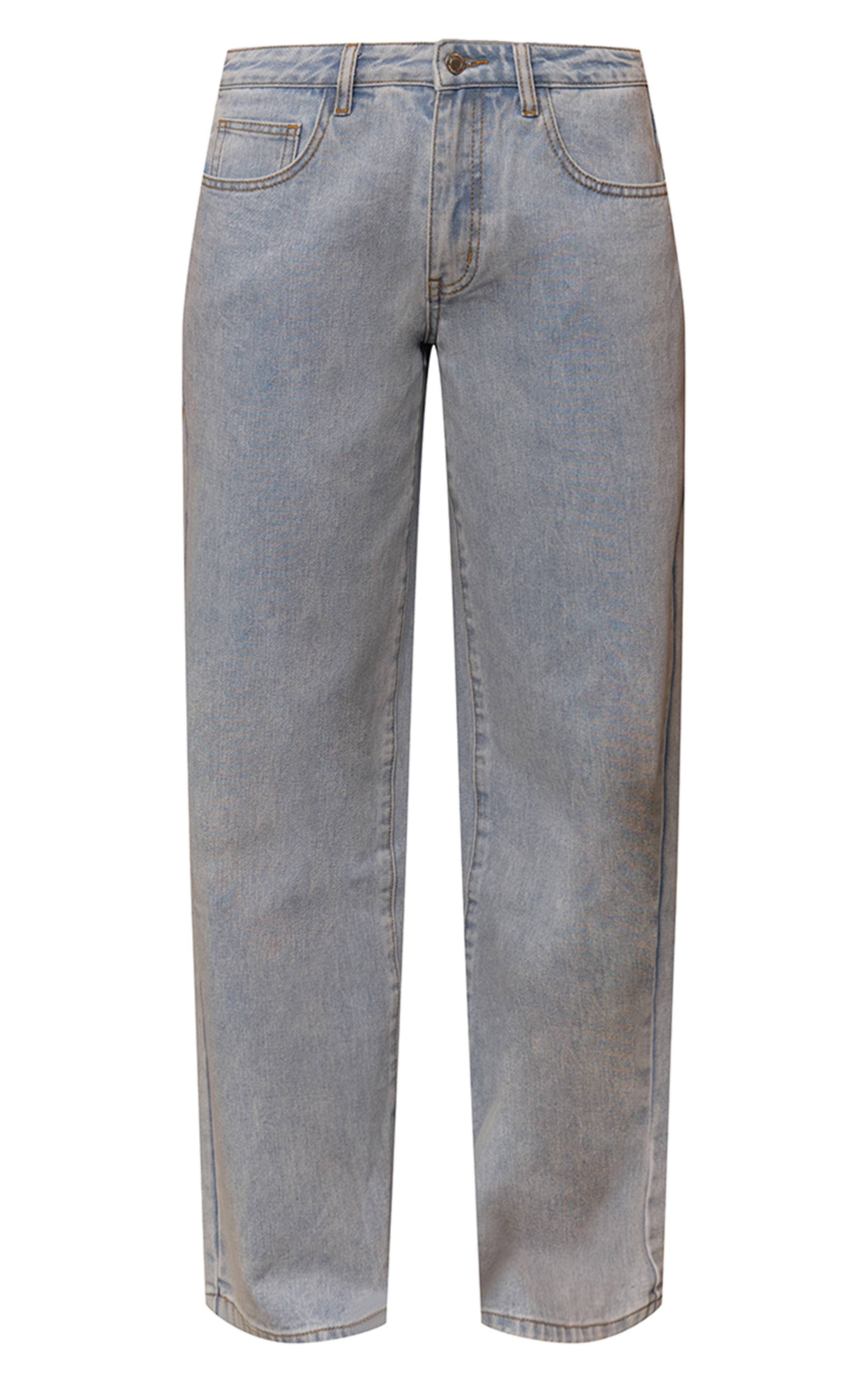 Bleu Clair Jean Boyfriend Taille Basse À Jambe Large