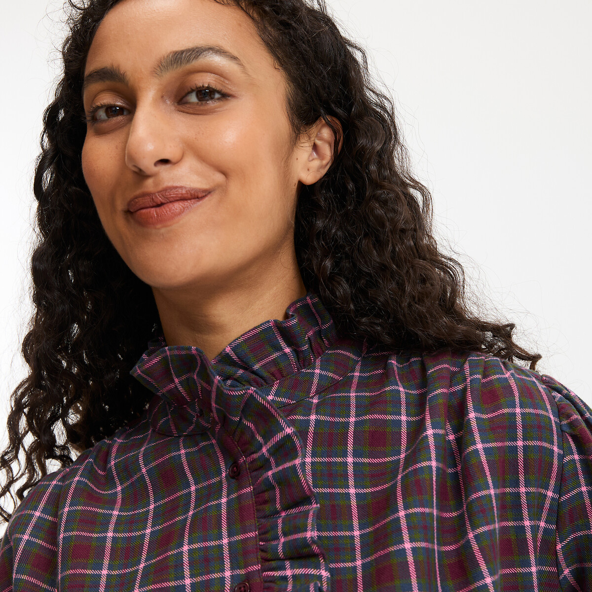 COLEÇÕES LA REDOUTE<br>Geruit hemd met Victoriaanse kraag, Assinatura CHARLÈNE