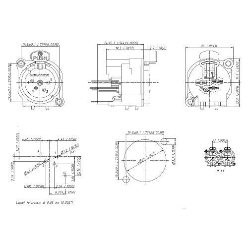 Neutrik NC4FAV0 4p XLR chassisdeel