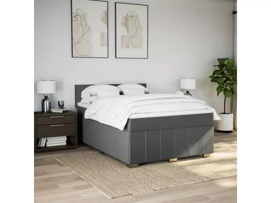 Sommier à lattes de lit avec matelas Gris foncé 140x190cm Tissu