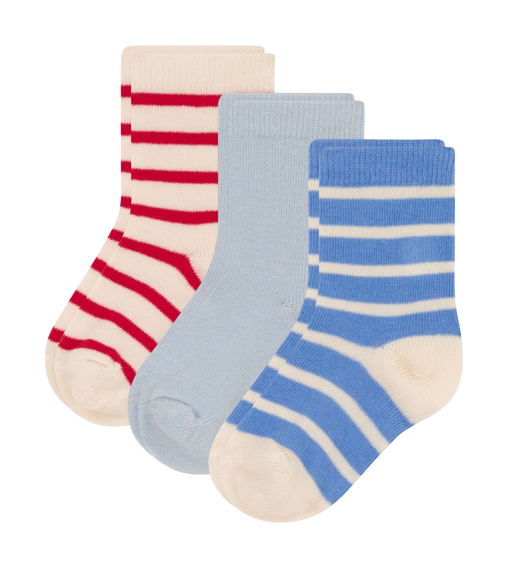 Lot de 3 paires de chaussettes rayées en coton mélangé | Multicolore