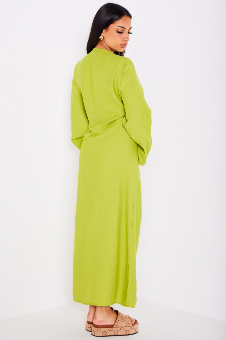 Robe verte à empiècement superposé noué