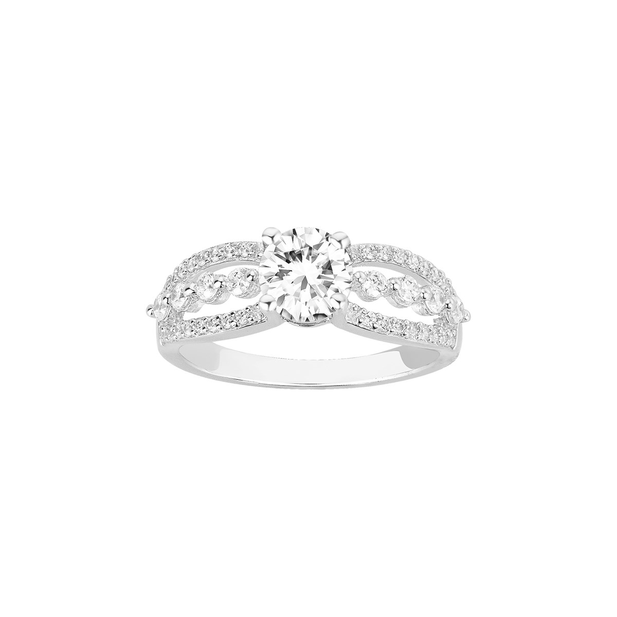 Bague de fiançailles en Argent avec oxyde de zirconium blanc