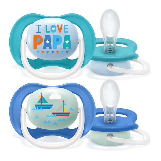 Lot 2 sucettes ultra air   I love papa et bateaux        6-18 mois   de               Philips AVENT