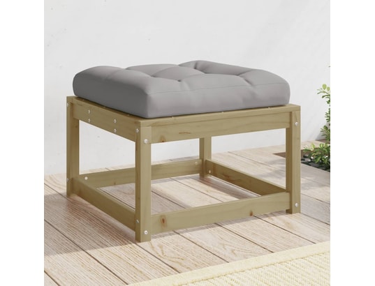 VIDAXL - Pouf Repose-pied de jardin avec coussins bois de pin imprégné