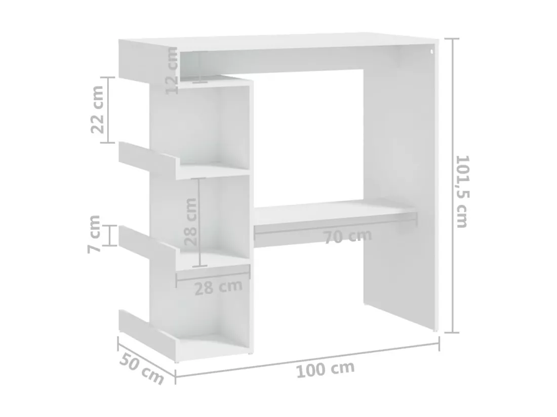 Table de bar étagère de rangement Blanc 100x50x101,5 cm