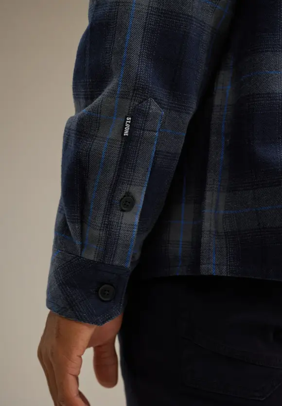Zipper Karo Overshirt - anthra grey melange