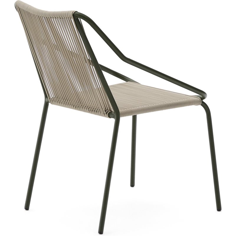 Chaise d’extérieur Zivia en corde écrue et acier galvanisé vert