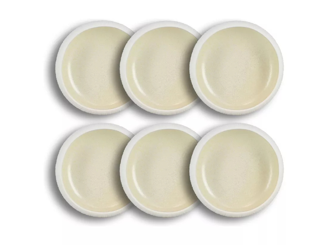 Ogo Living - Lot 6 Bols Urus 18cm En Porcelaine Beige Et Blanc