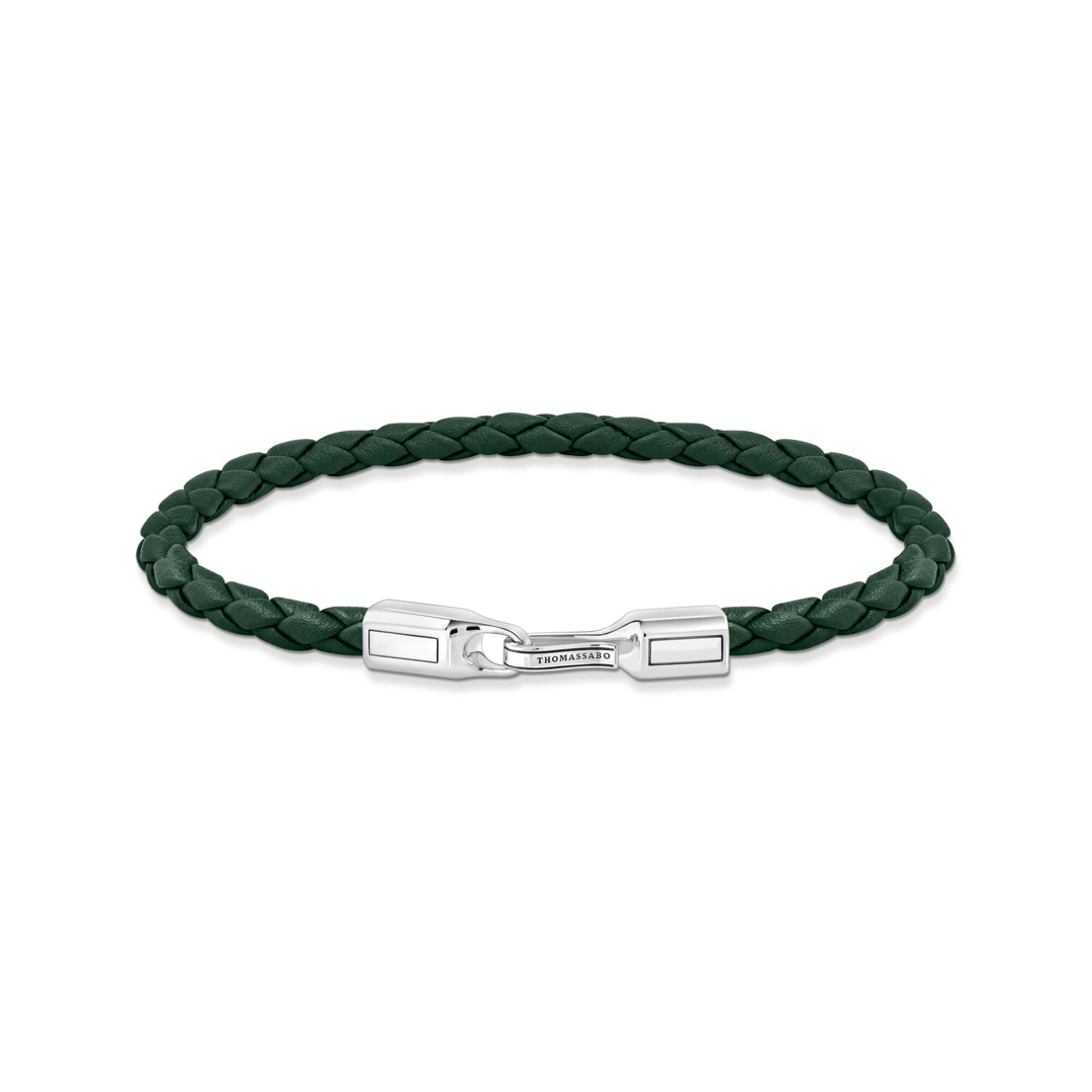 Thomas Sabo Rebel Basics Lederarmband schmal in Grün Silber