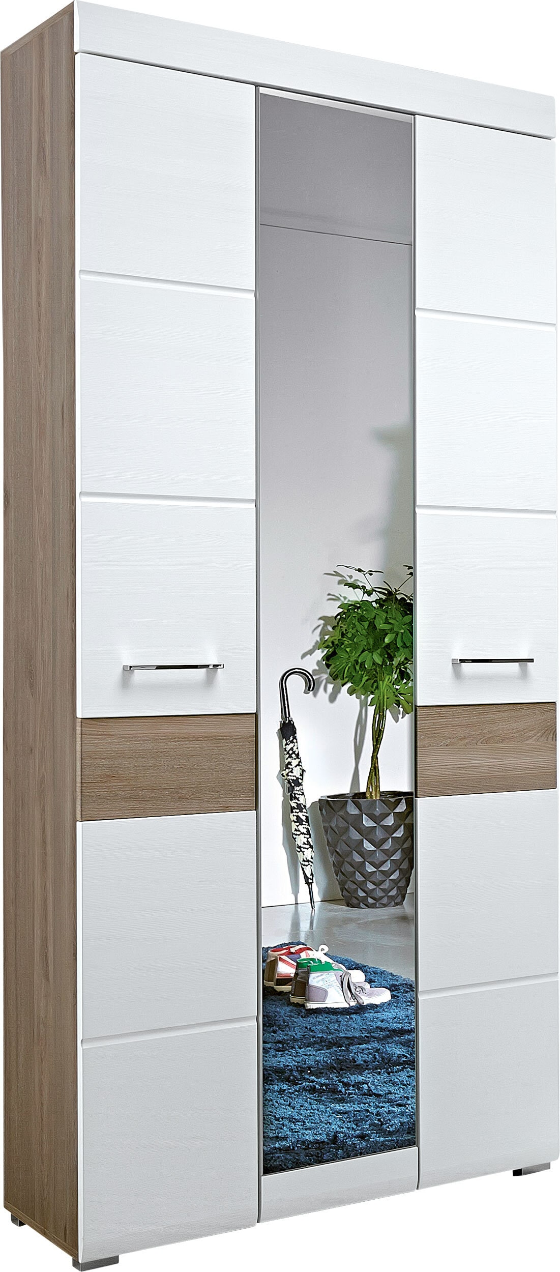 Garderobenschrank Funny Silbereiche-Dekor/ Weiß Struktur 84 x 200 x 40 cm